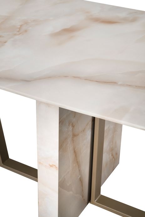 Apollo Marble Look Glass Dining Table