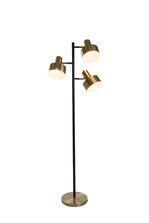 Arrigo 3 Light  Black and Antique Brass Floor Lamp