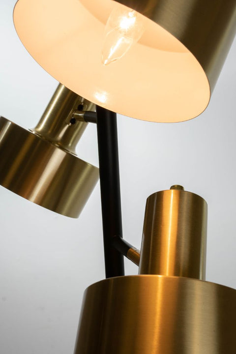Arrigo 3 Light  Black and Antique Brass Floor Lamp