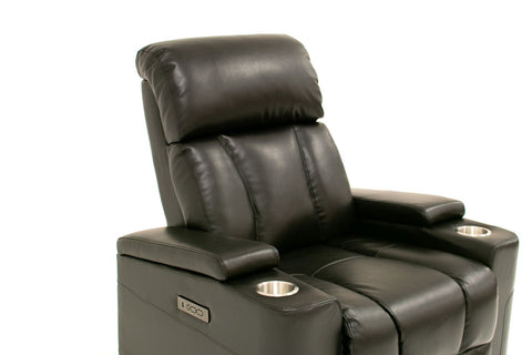 Aviator Leather Gel Power Recliner Chair - Black
