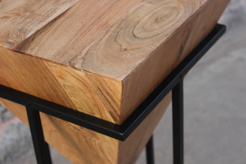 MOHAN INVERTED PYRAMID NATURAL SIDE TABLE