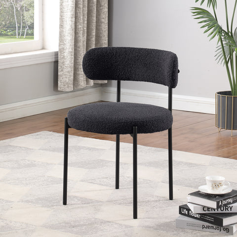 Ronda Dining Chair Boucle Fabric - Black