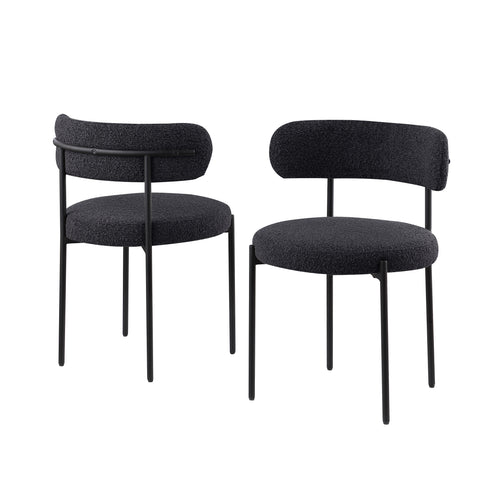 Ronda Dining Chair Boucle Fabric - Black