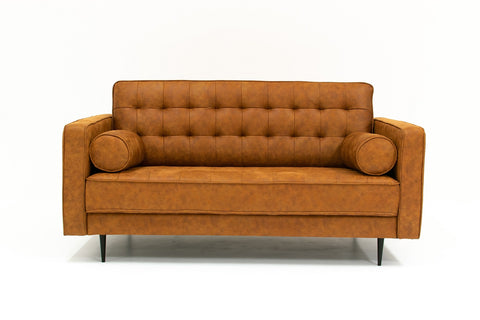 Lucas Mid Century Tufted Fabric  Loveseat - SF203 BROWN