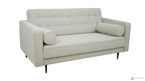 Lucas Mid Century Fabric Loveseat - Oatmeal Fabric