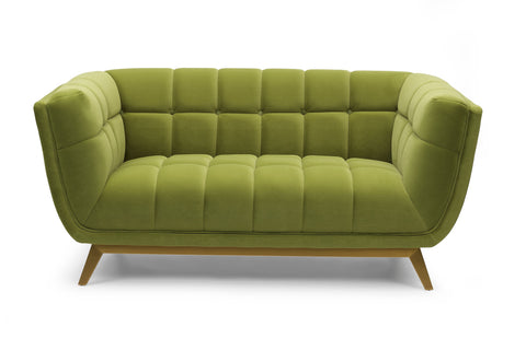 Yaletown Mid Century Tufted Velvet Loveseat - Velvet Moss Green #14