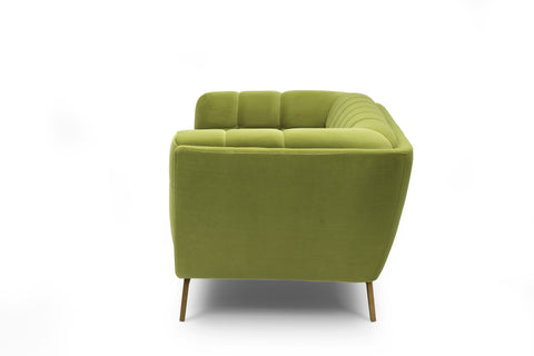 Yaletown Mid Century Tufted Velvet Loveseat - Velvet Moss Green #14