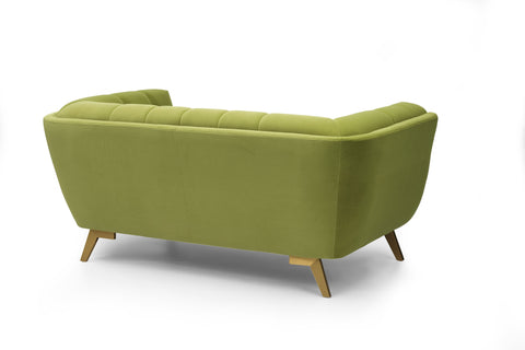 Yaletown Mid Century Tufted Velvet Loveseat - Velvet Moss Green #14