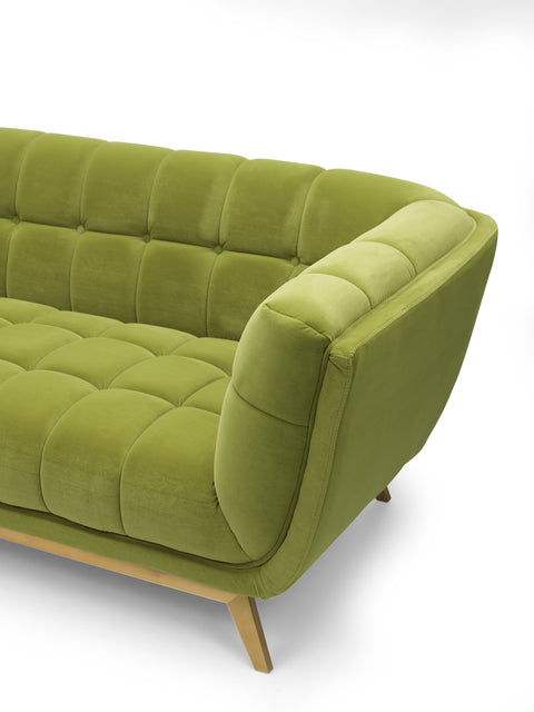 Yaletown Mid Century Tufted Velvet Loveseat - Velvet Moss Green #14