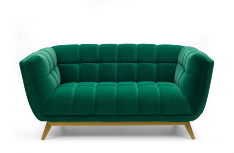 Yaletown Mid Century Tufted Velvet Loveseat - Emerald #23