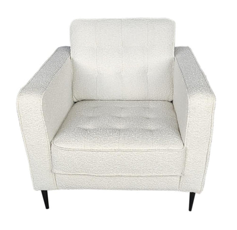 Lucas Mid Century Fabric Chair - Boucle White