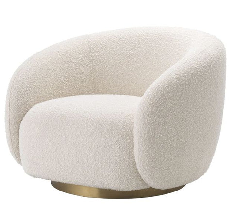 CANGALI SWIVEL ACCENT CHAIR - BOUCLE’ IVORY