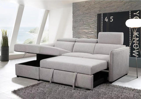 Renato Sleeper Sectional  Left Chaise in Grey