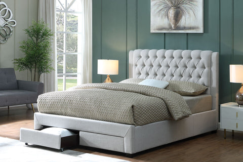 Austin Storage Platform Bed w/ Premium Fabric - Stone