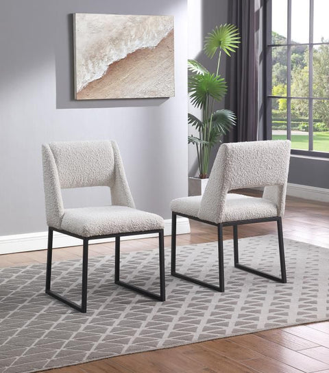 Evan Boucle' Fabric Dining Chair - Cream