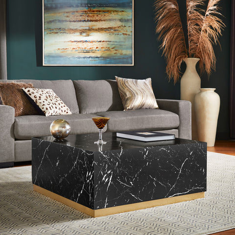 ROMAN FAUX MARBLE COFFEE TABLE - BLACK