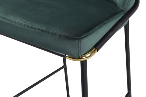 Puno Barstool - Black Metal  Legs & Green Velvet Cushion