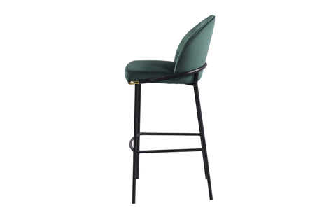 Puno Barstool - Black Metal  Legs & Green Velvet Cushion