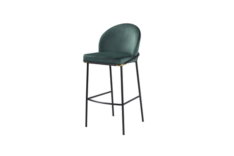 Puno Barstool - Black Metal  Legs & Green Velvet Cushion