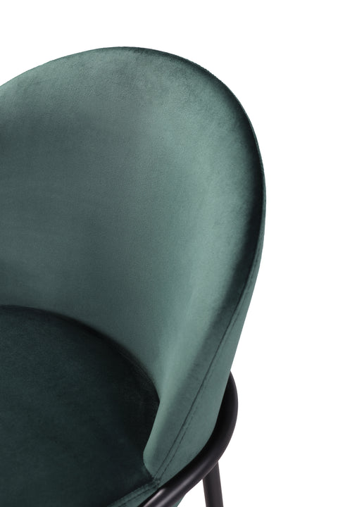 Puno Barstool - Black Metal  Legs & Green Velvet Cushion