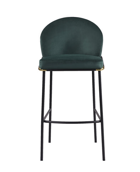 Puno Barstool - Black Metal Legs & Green Velvet Cushion