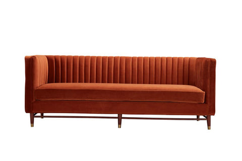 LUIGI Mid Century Velvet Sofa - Rust