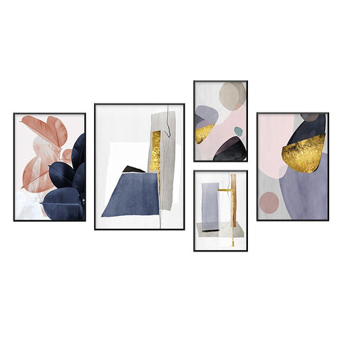 Pandora Set of 5 Alloy Matt - Black Frame Wall Art