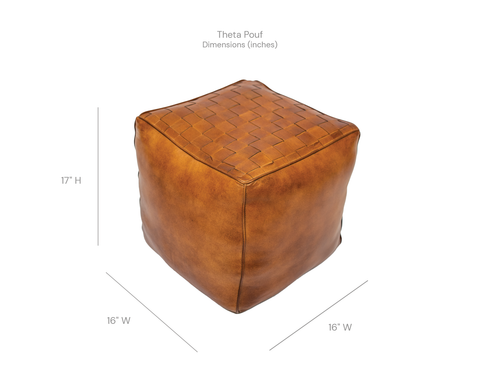 Theta Leather Pouf dimensions