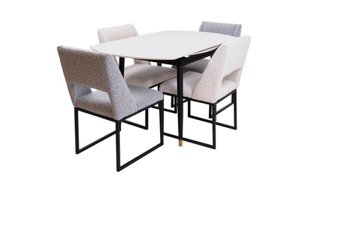 Jess Round Extendable/Evan 5 Piece Dining Table Set