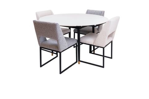 Jess Round Extendable/Evan 5 Piece Dining Table Set