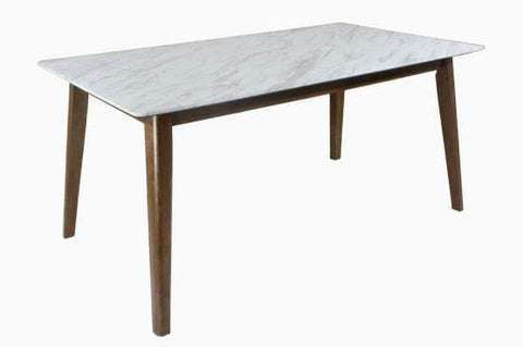Floor Model - Andro Faux Marble Dining table - Natural Walnut