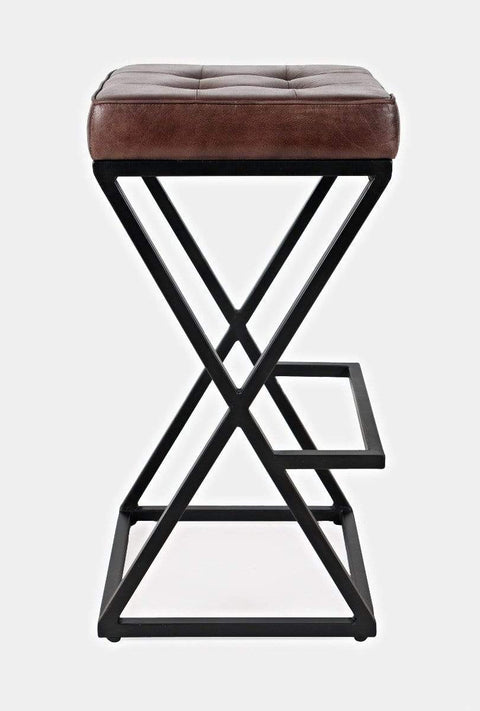 Global Archive Leather Stool - Espresso