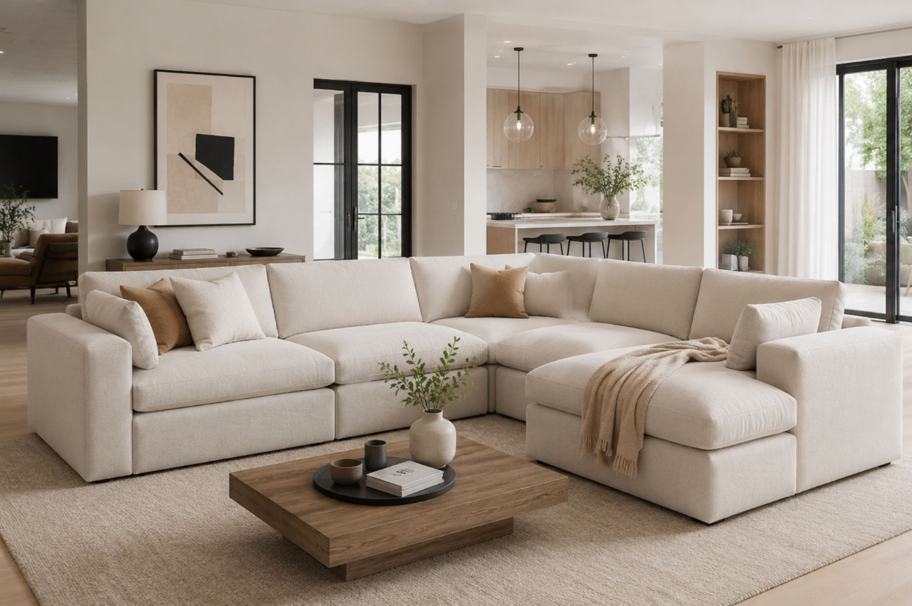 How to Curate a Luxury Living Room with Large Sectional Sofas