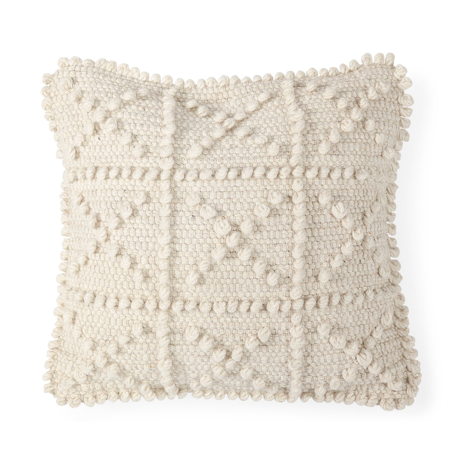 Leroy 18 x 18 Cream Raised Pattern Detail Decorative Pillow Cover