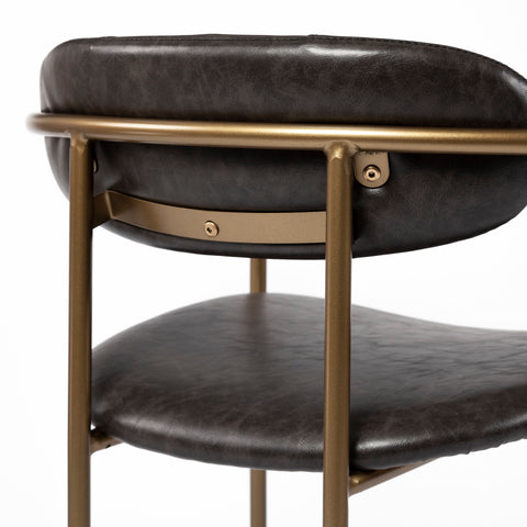 Parker Brown Faux Leather Seat Gold Metal Counter Stool