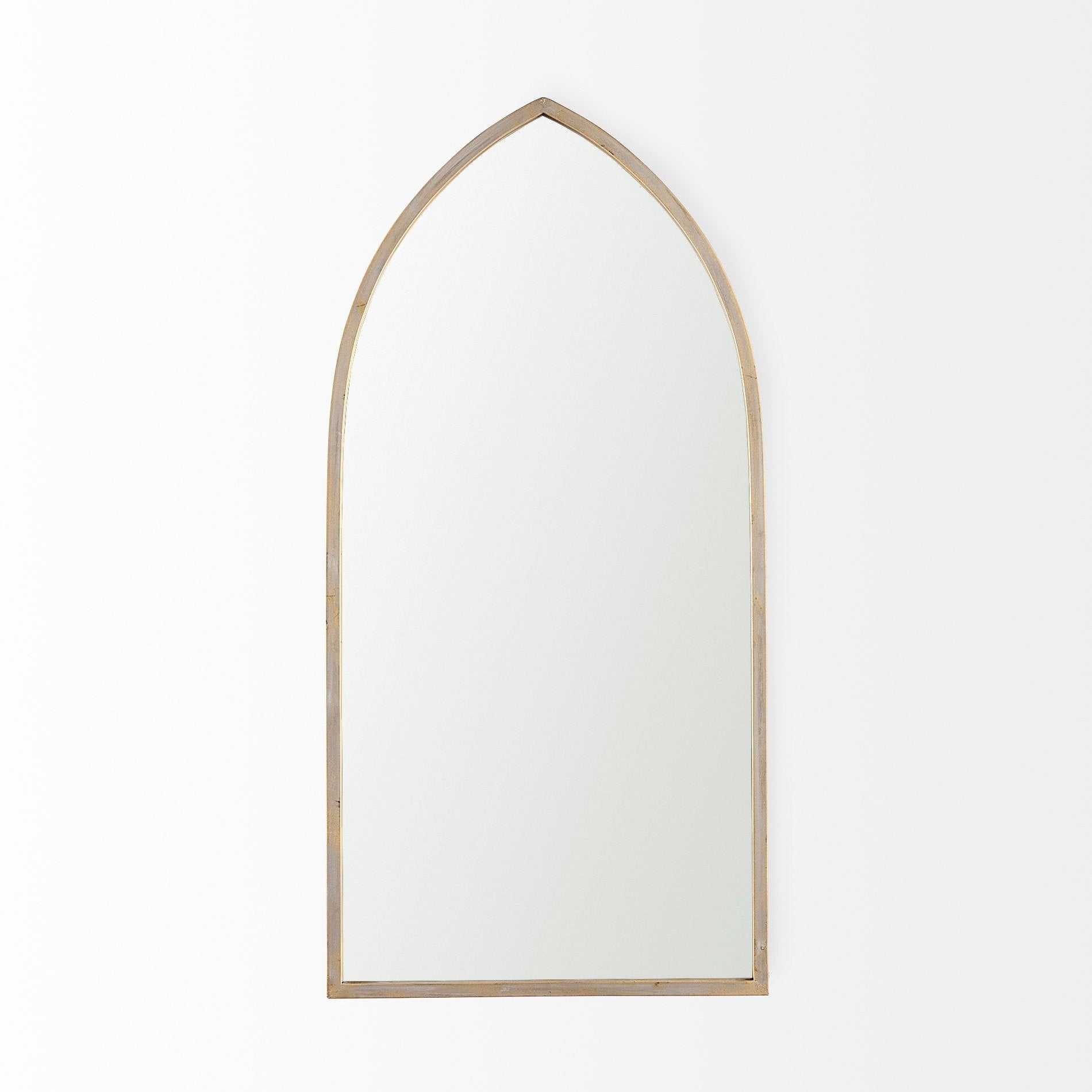 Giovanna Gold Metal Frame Pointed Arch Vanity Mirror