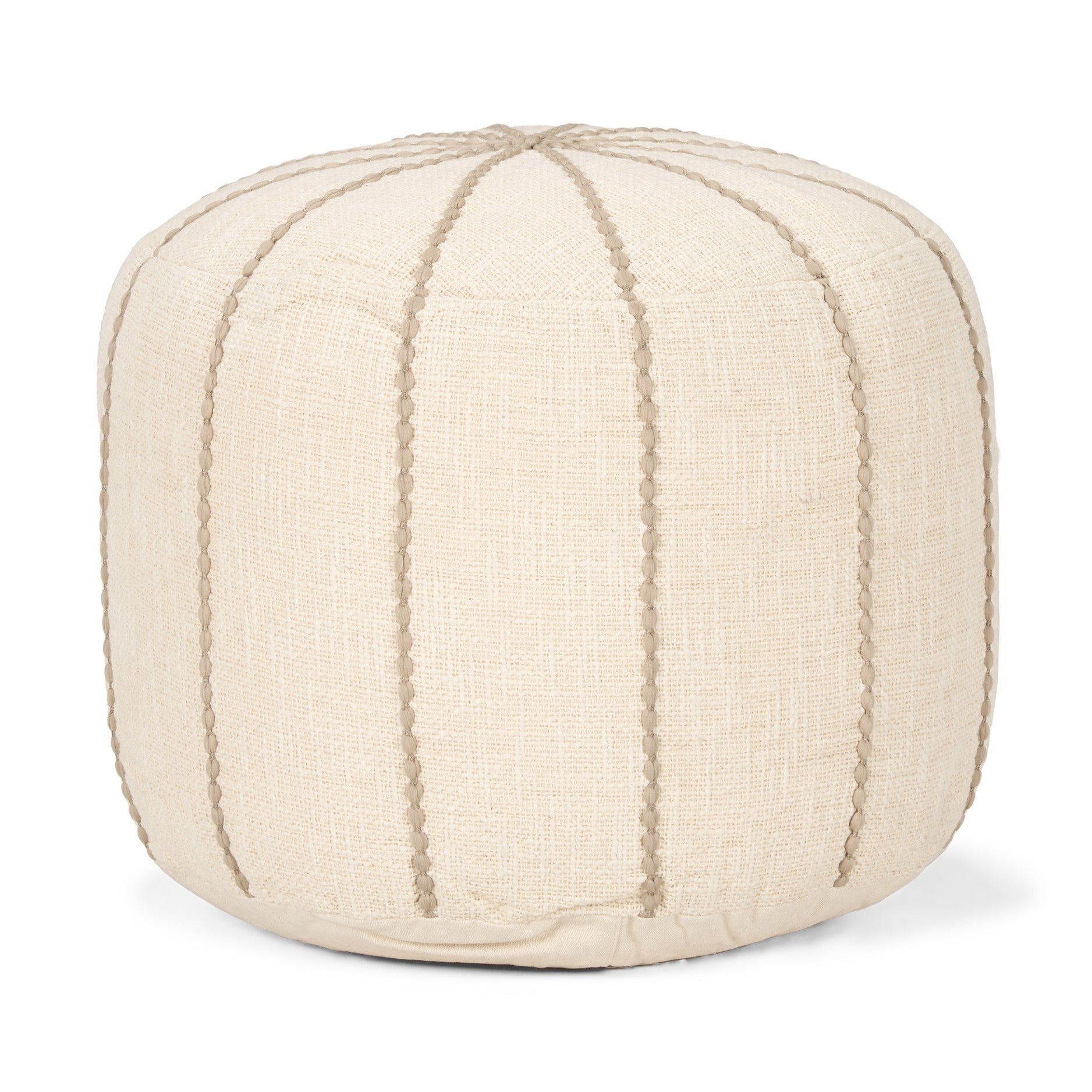Sachi Beige w/ Stitching Pouf