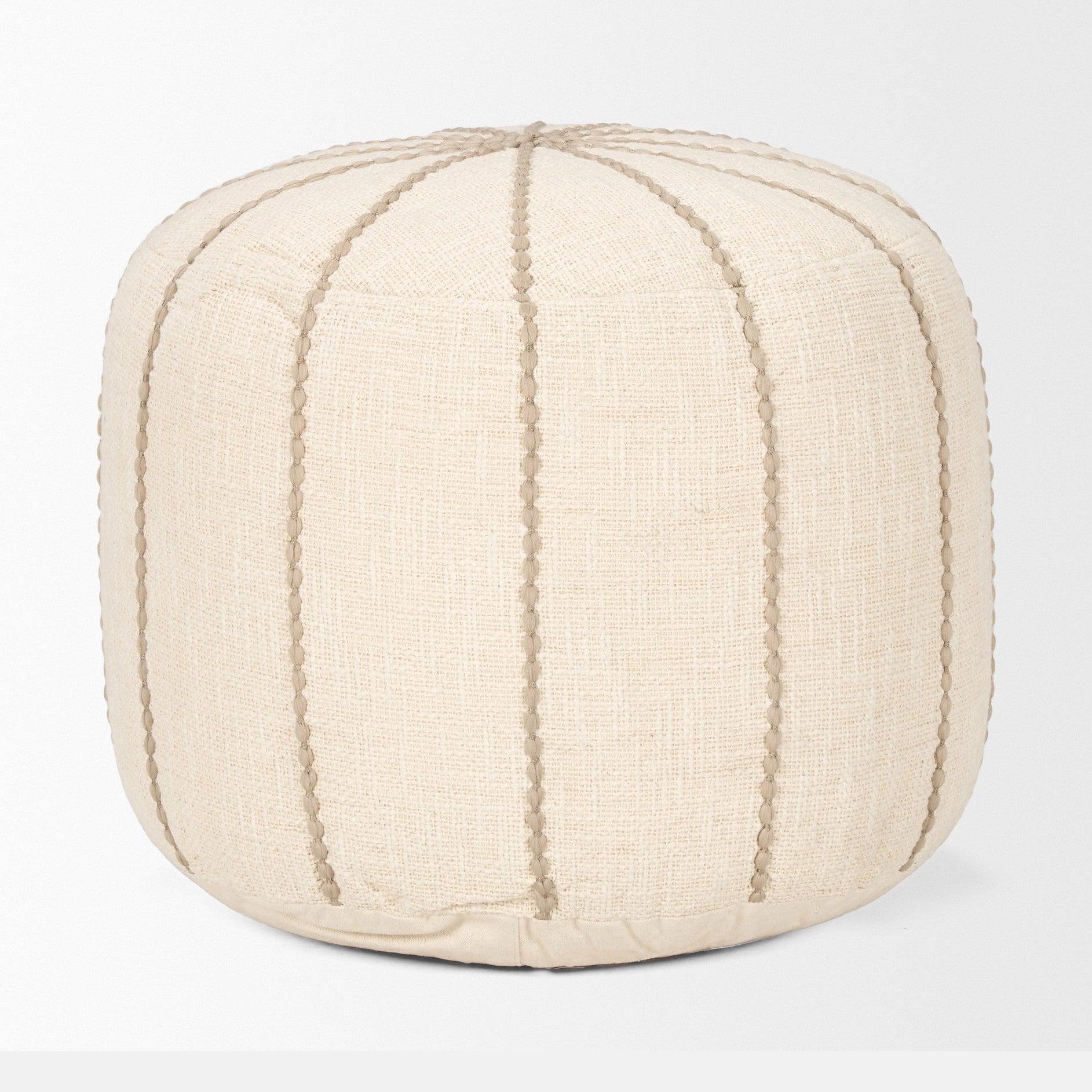 Sachi Beige w/ Stitching Pouf