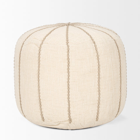 Sachi Beige w/ Stitching Pouf