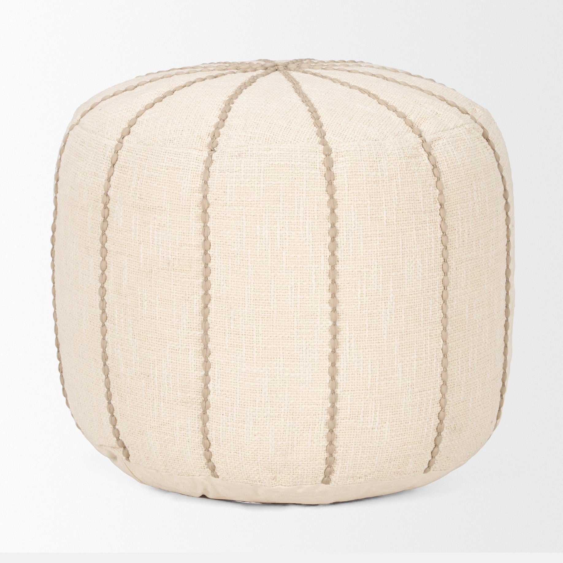 Sachi Beige w/ Stitching Pouf