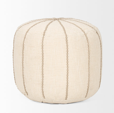 Sachi Beige w/ Stitching Pouf