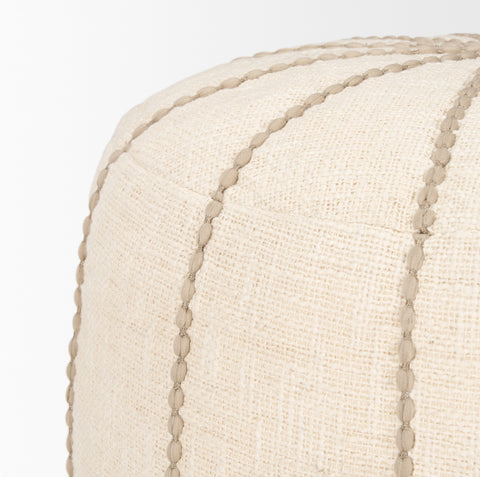 Sachi Beige w/ Stitching Pouf