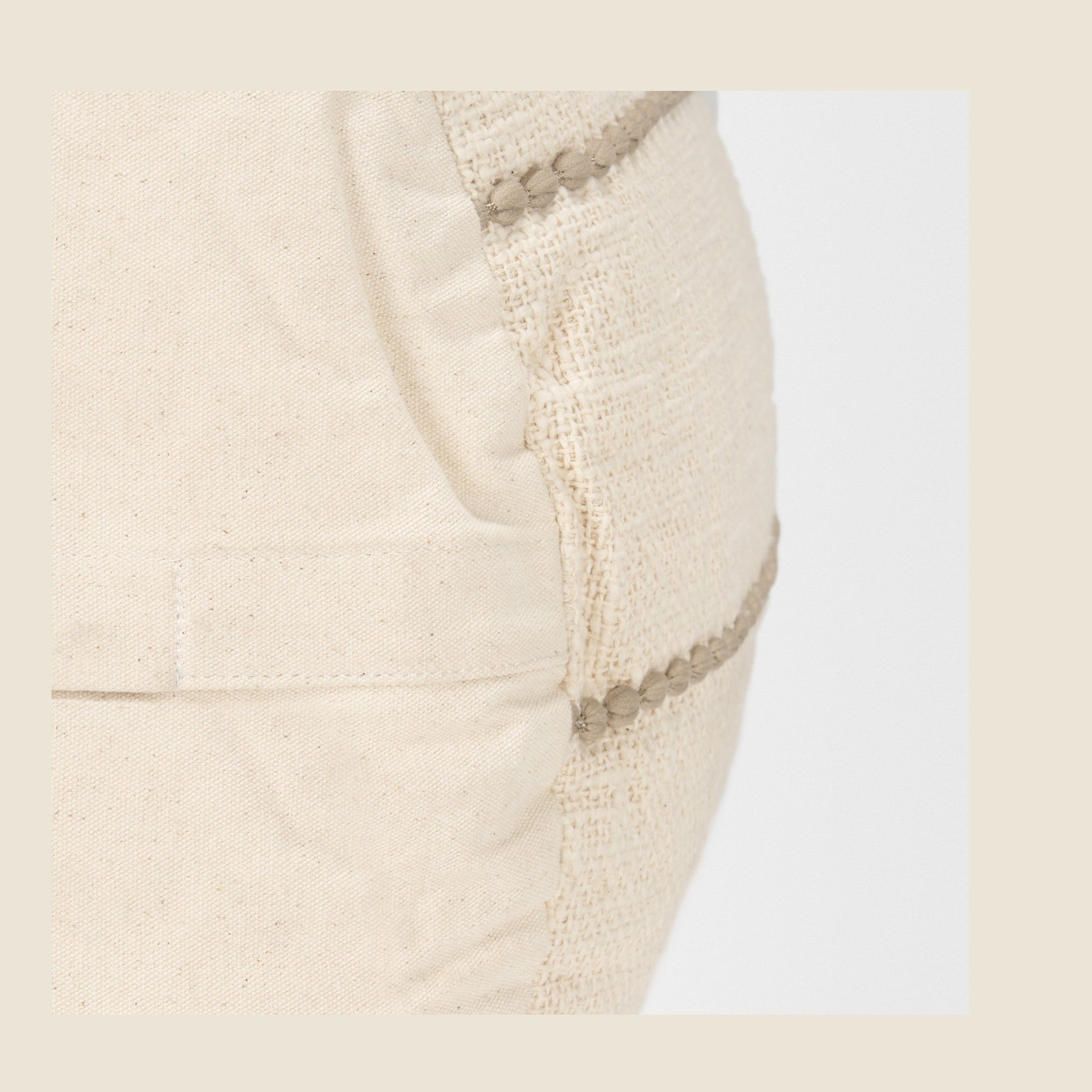 Sachi Beige w/ Stitching Pouf