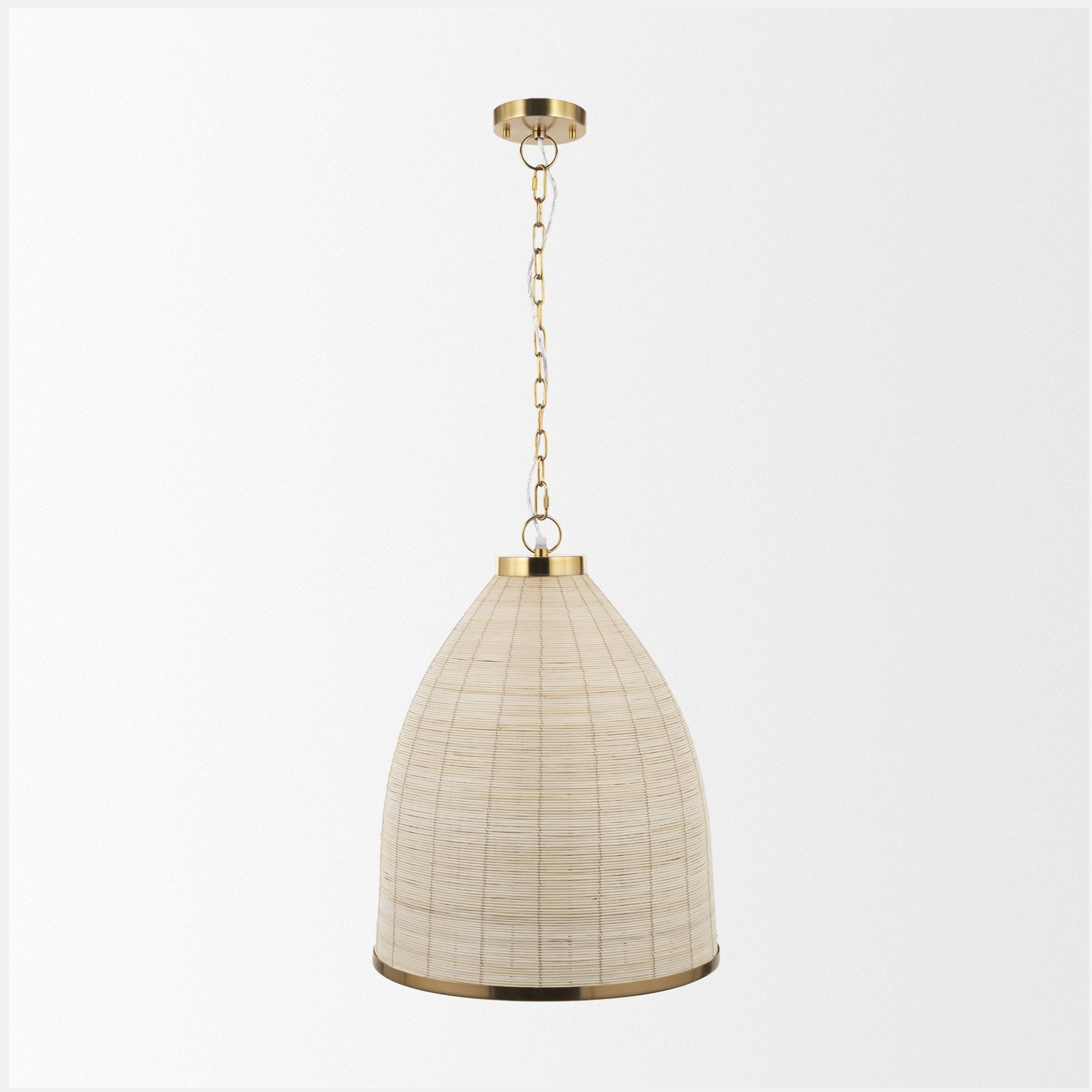 Saliha Cane w/ Brass Metal Pendant Light
