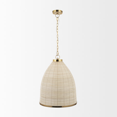 Saliha Cane w/ Brass Metal Pendant Light