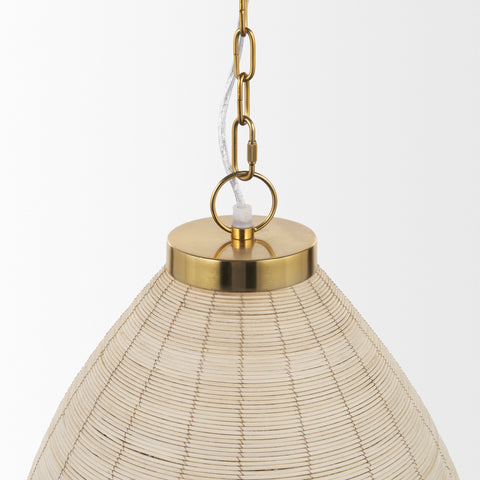 Saliha Cane w/ Brass Metal Pendant Light