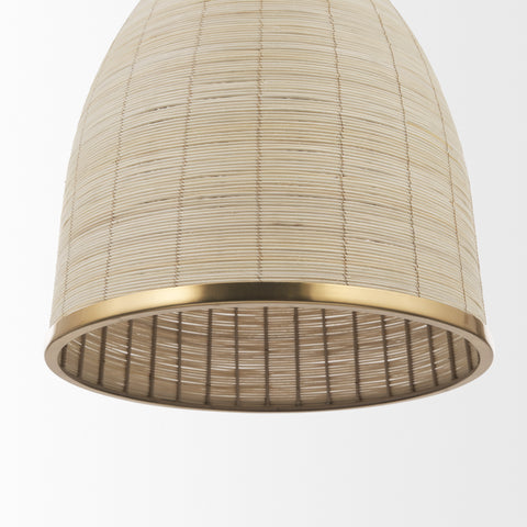 Saliha Cane w/ Brass Metal Pendant Light