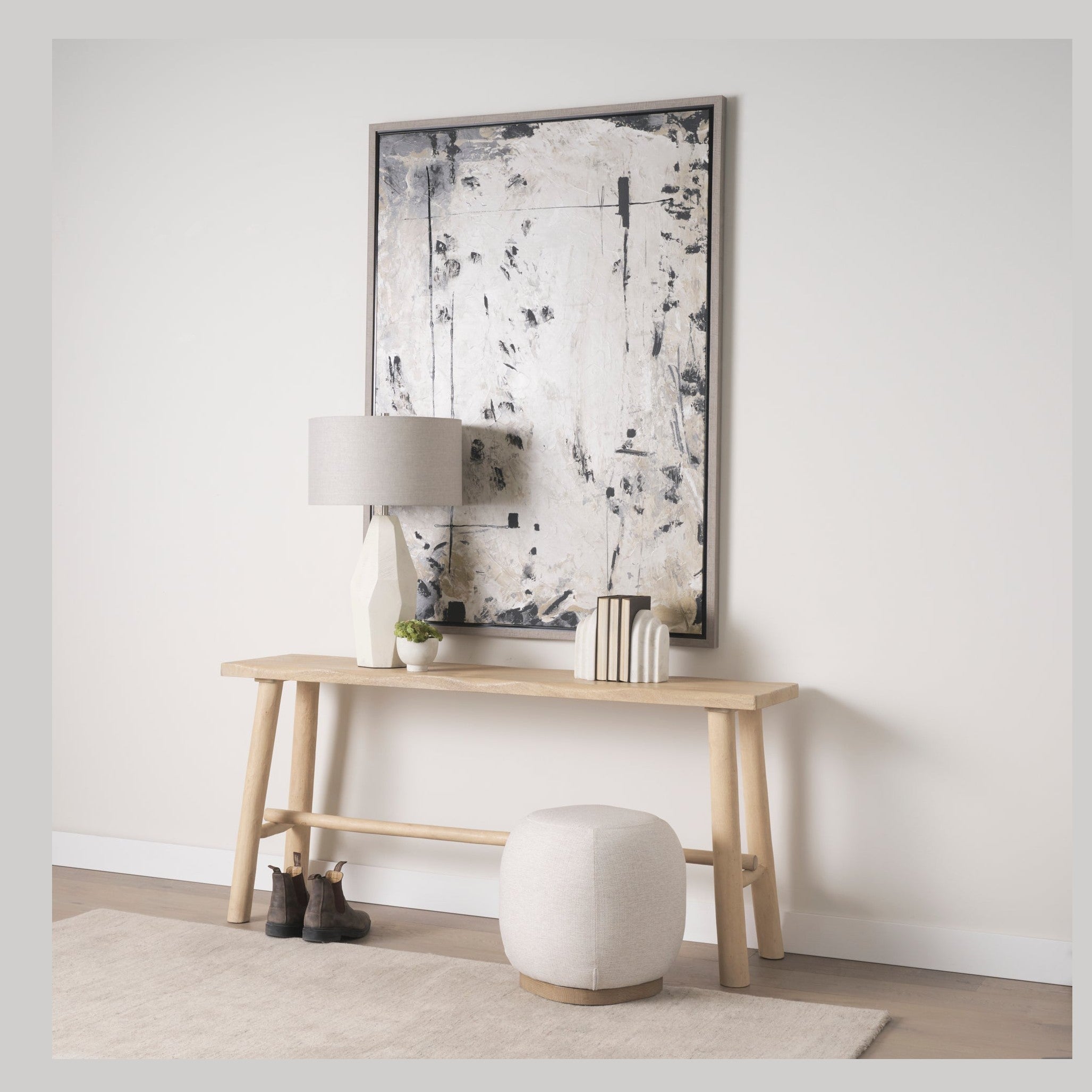 Sekou Light Brown Wooden Craftsman Console Table