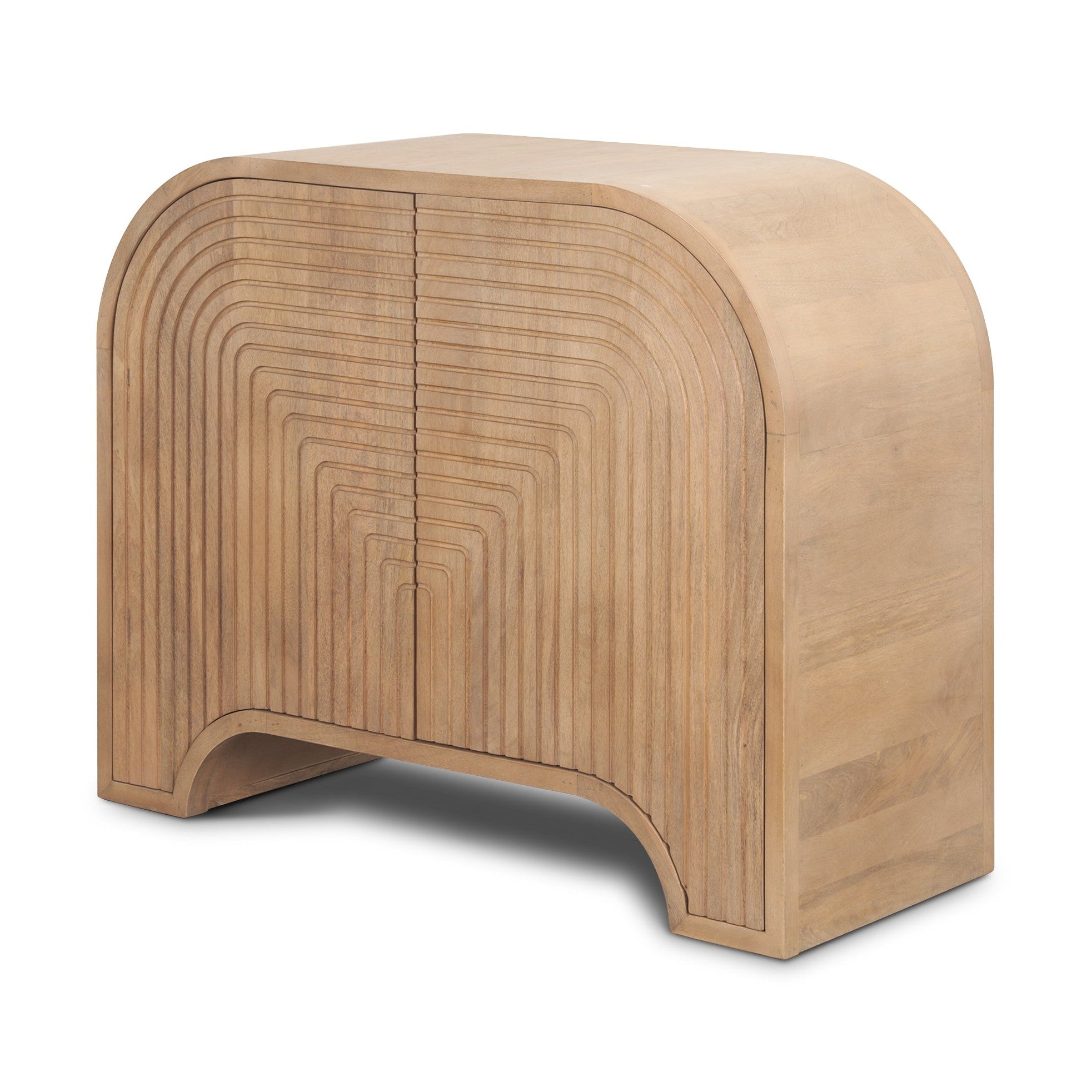 Sorina Reverse Fluted Light Brown Wood Accent Cabinet