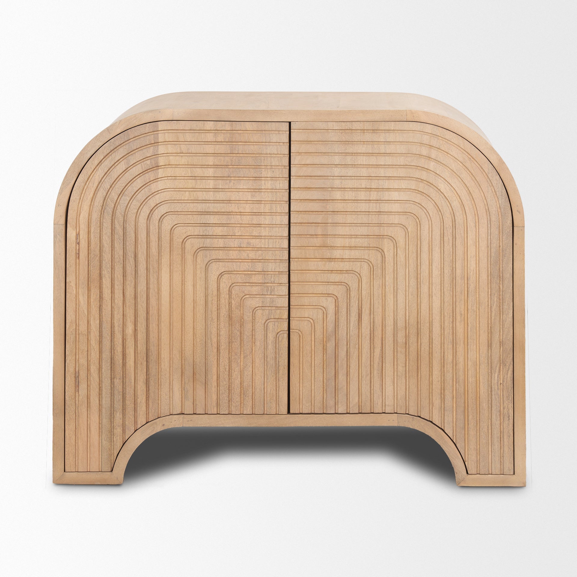 Sorina Reverse Fluted Light Brown Wood Accent Cabinet